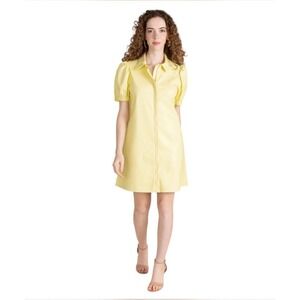 S'Edge Anderson Dress Vegan Leather Yellow XS Faux Leather  Zip‎ Solid NWOT $215